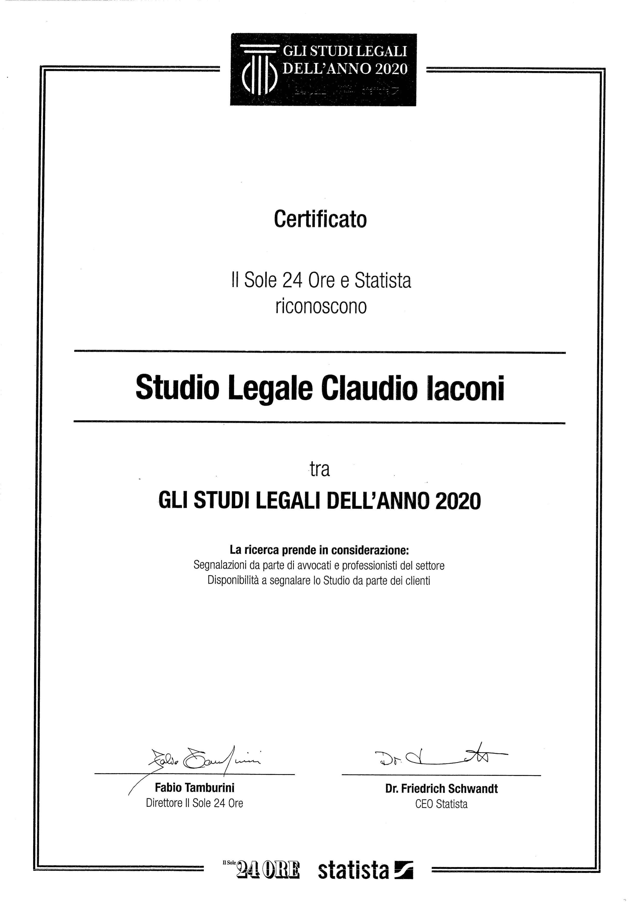 Studio Legale dell'anno 2020